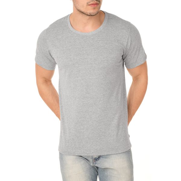 Camiseta Masculina Lisa 100% Algodão - Cinza Mescla