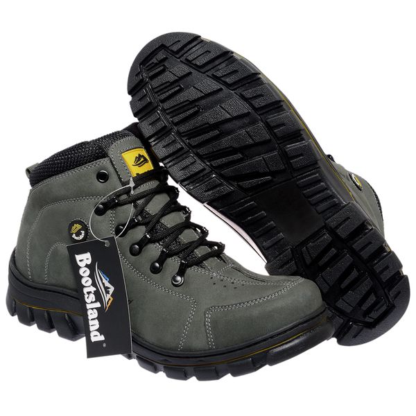 Bota Coturno Adventure Bootsland Trilha Masculino Confort Top Em Couro