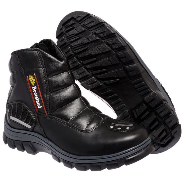 Bota Coturno Bootsland Motociclista Masculina Fecho em Ziper Couro!