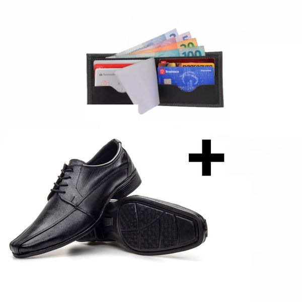 Sapato Social em Couro York + Carteira