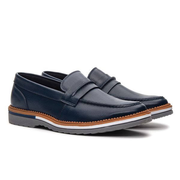 Mocassim masculino de Couro azul 