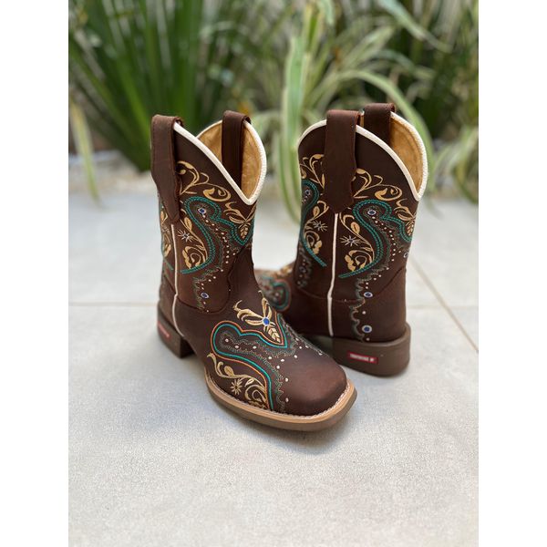 TEXANA CAPOTINHA EM COURO BORDADO TRIBAL DOURADO E VERDE