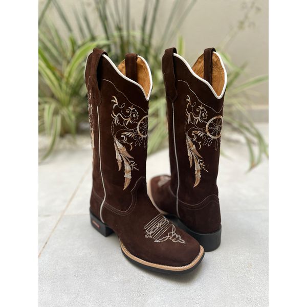 BOTA TEXANA EM COURO BORDADO FILTRO DOS SONHOS
