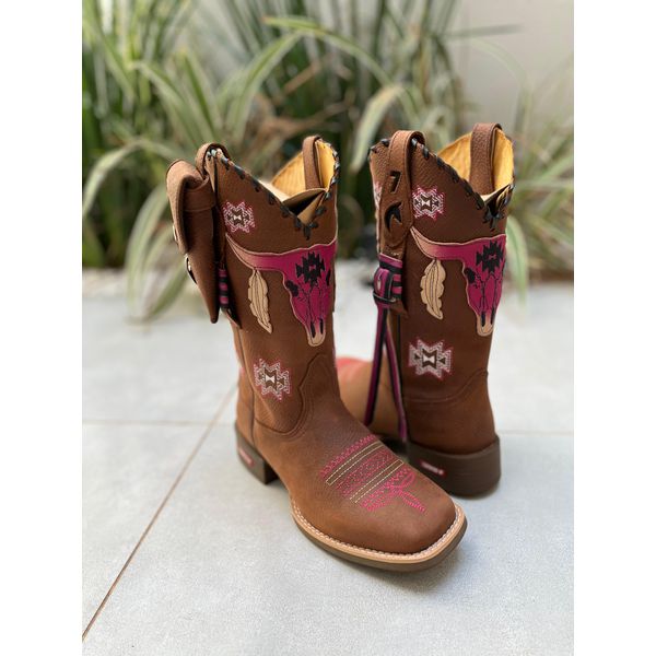 KIT TEXANA TOURO ROSA + BAINHA + CANIVETE CANO TRADICIONAL 