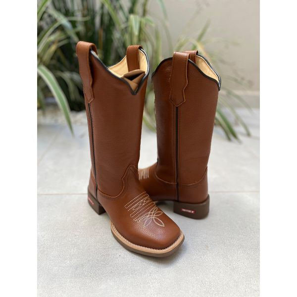 BOTA TEXANA EM COURO MUSTANG BASICA SOLADO MARROM