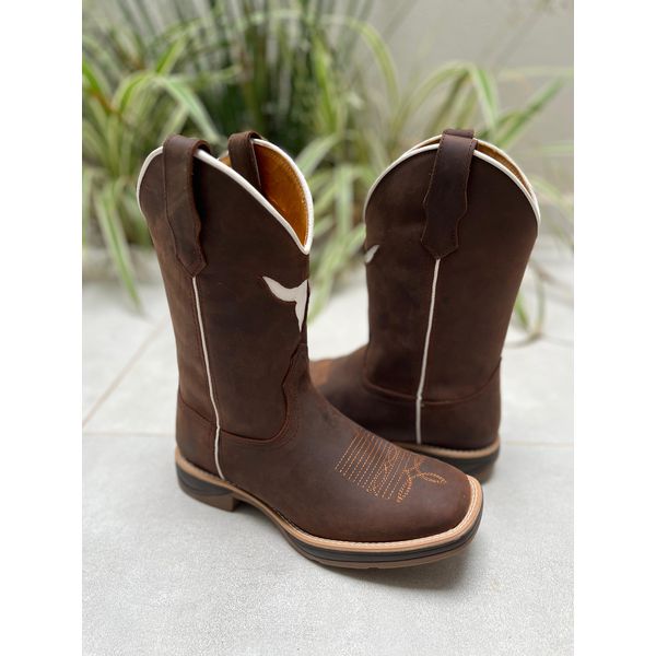 BOTA TEXANA EM COURO TOURO SOLADO JUMP