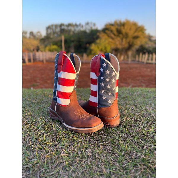 BOTA TEXANA EM COURO ESTADOS UNIDOS SOLADO JUMP