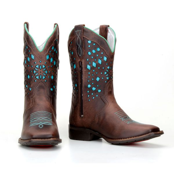 Bota Montaria Texana Com Laser Cor Verde BOTAS MANGALARGA