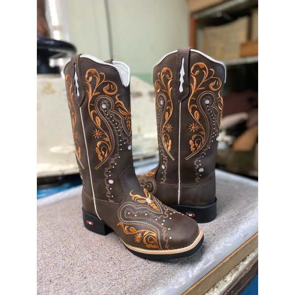 Bota Texana em Couro Tribal Marrom