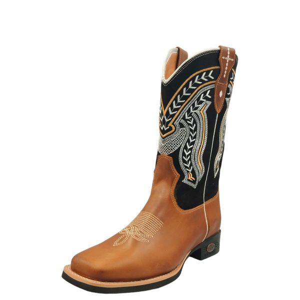 Bota 10.021 fóssil tabaco / preto nobuk 
