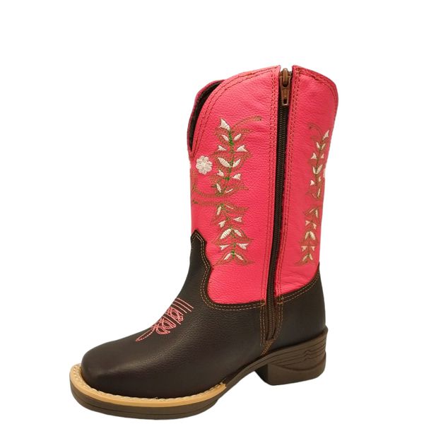 Bota Oliveira - Infantil - Café Brown / Rosa