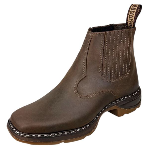 Botina Vira Francesa - Solado Jump Crazy Horse Truffle 