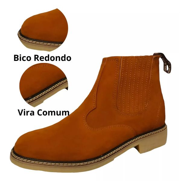 Botinas Oliveira Vira Comum Bico Redondo Nobuk Castor