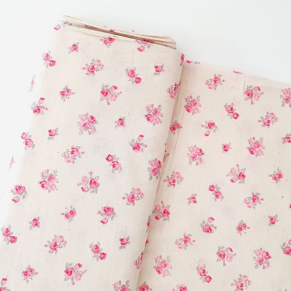 Tecido Cambraia de Algodão com Linho Floral - Rosa... - BOUTIQUEDASRENDAS