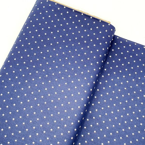 Tecido Tricoline Estrelinhas - Azul marinho - 477-... - BOUTIQUE DA RÊ