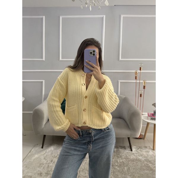 Cardigan Gio - Amarelo Manteiga