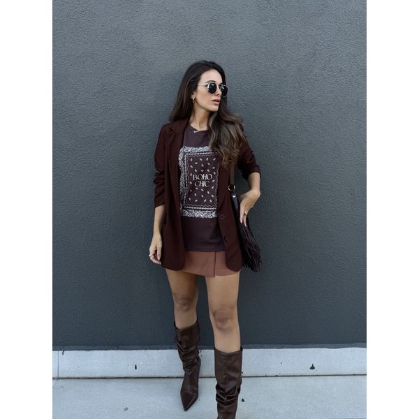 T-shirt Boho - Marrom