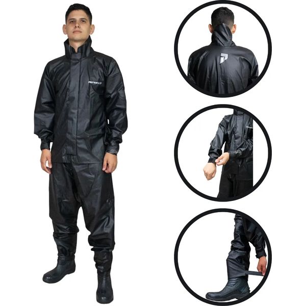 Capa De Chuva Moto Motoqueiro Motociclista Pioneira PVC Pop Unissex Gola