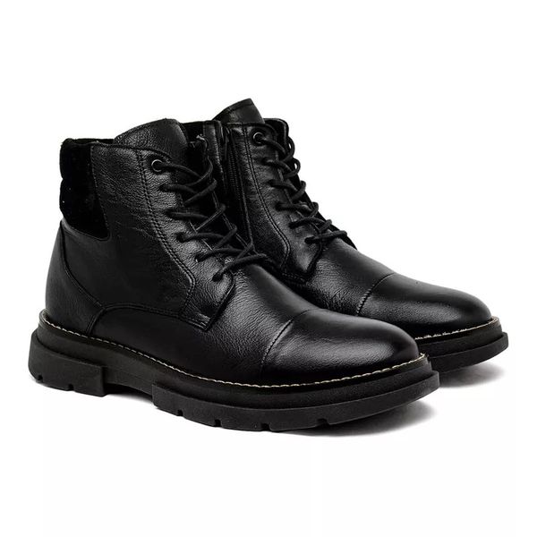 Bota Masculina Coturno BX66 em Couro - Preto