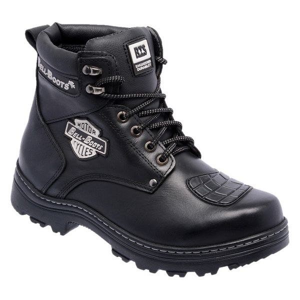 Bota Motoqueiro Impermeavel Masculina Cano Curto Em Couro  Cor:Preto;Tamanho:36