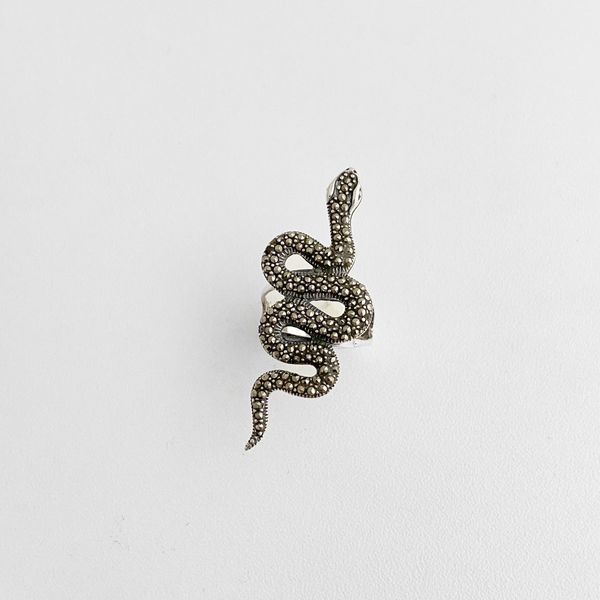 Anel cobra grande marcassitas prata 925 