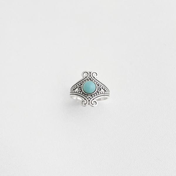 Anel estilo boho trabalhado turquesa prata 925 