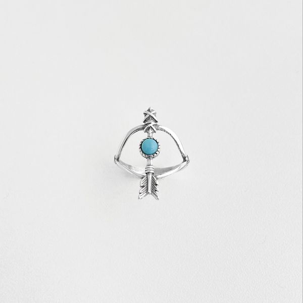 Anel flecha turquesa prata 925 