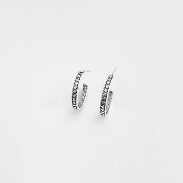 Brinco argola indiana bolinhas prata 925 
