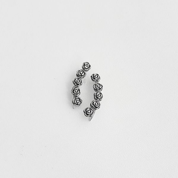 Brinco ear cuff rosas prata 925