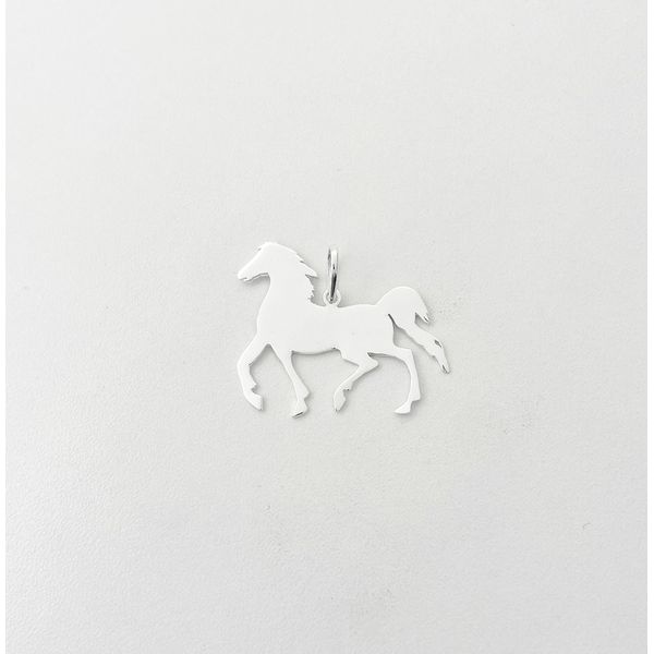 Pingente cavalo grande liso prata 925 