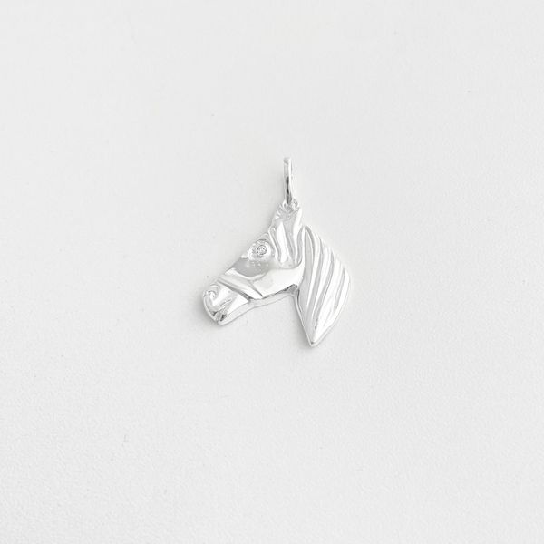 Pingente face de cavalo zircônia prata 925 