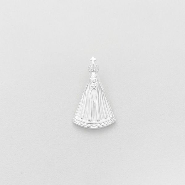 Pingente liso grande formato Nossa Senhora Aparecida prata 925 