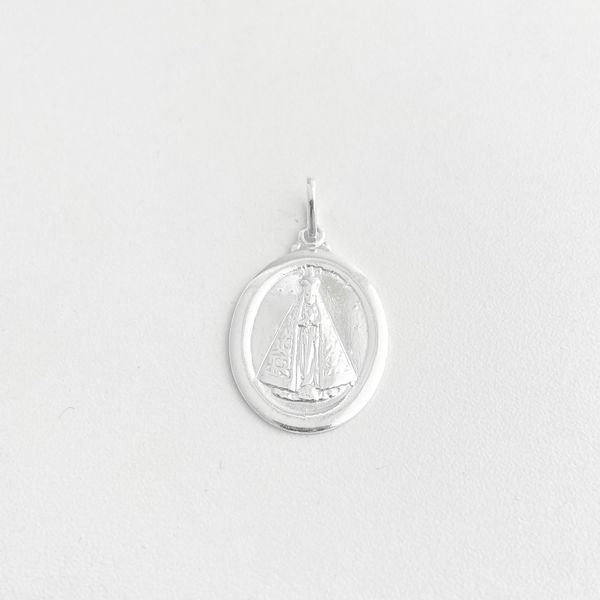 Pingente medalha oval Nossa Senhora Aparecida prata 925 