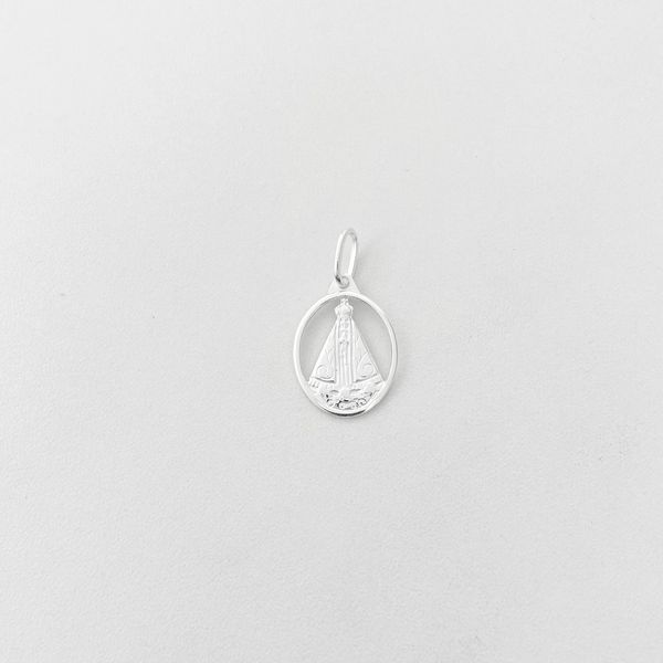 Pingente medalha oval vazada Nossa Senhora Aparecida 