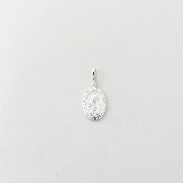 Pingente medalha pequena Santa Rita de Cássia prata 925 