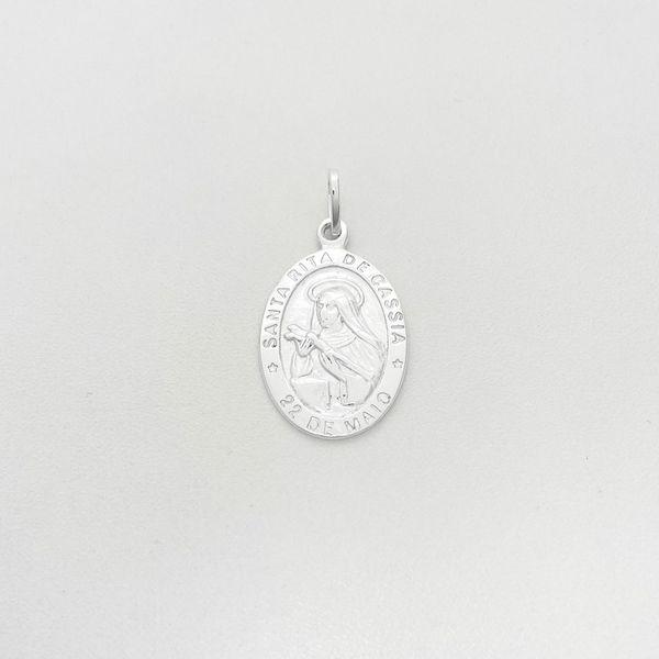 Pingente medalha Santa Rita de Cássia prata 925 
