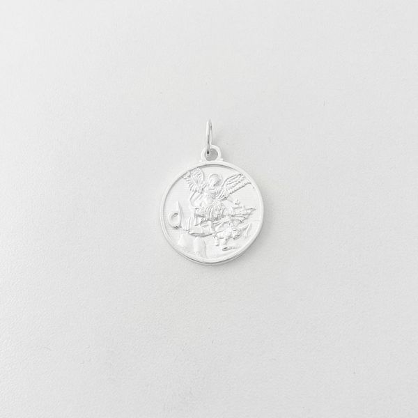 Pingente medalha São Miguel Arcanjo dupla face prata 925