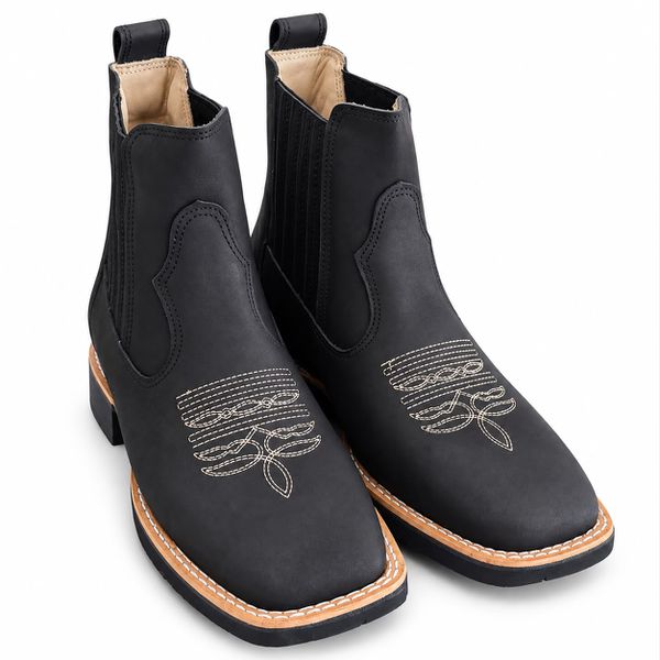 Botina Texana Brahman Boots Vira Francesa Preta - Brahman Boots