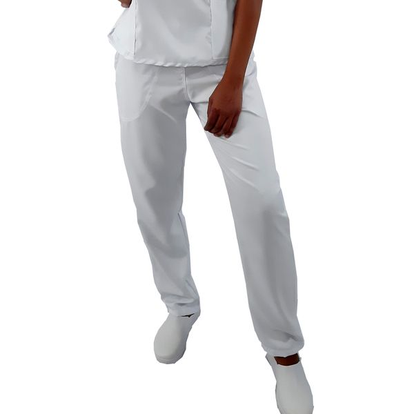 Calça Feminina Branca em Gabardine - Pijama Cirúrgico