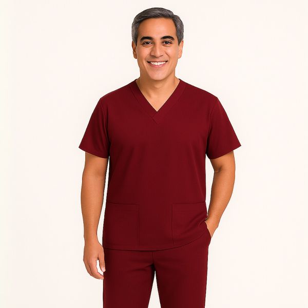 Camisa Scrub Marsala Masculina Enfermagem Privativo Pijama