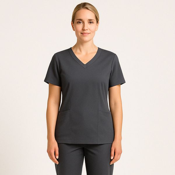 Camisa Scrub Pijama Cirúrgico Cinza Chumbo Gabardine