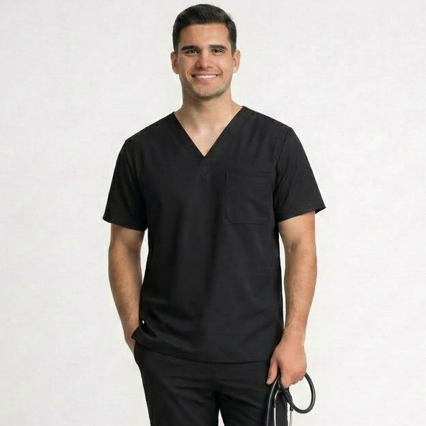 Camisa Scrub Preta Masculina - Privativo Pijama Cirúrgico