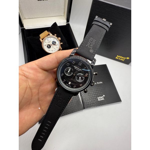 Relogio Montblanc Couro Black