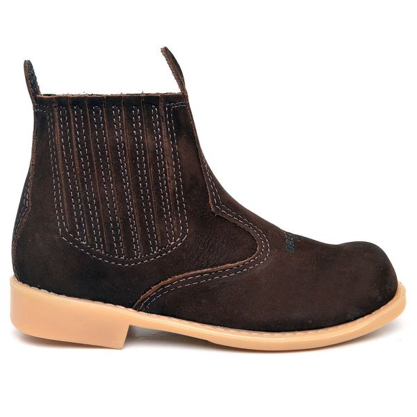 Botina Infantil Em Couro Nobuck Chocolate 