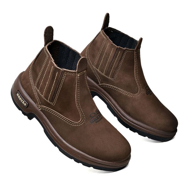 Botina Agrícola Feminina Couro Nobuck Petróleo BRETÃO STORE