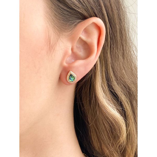 Brinco Gota Abalone com Zircônia - BRIDA FOLHEADOS