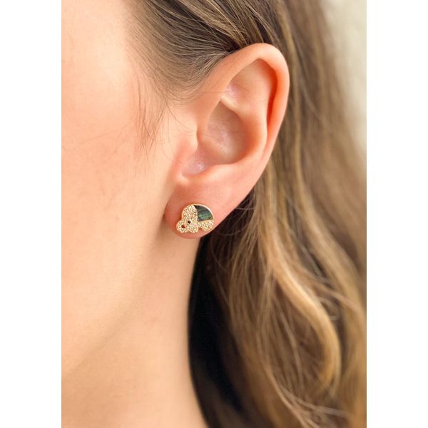 Brinco Elefante Abalone com Zircônia - BRIDA FOLHEADOS