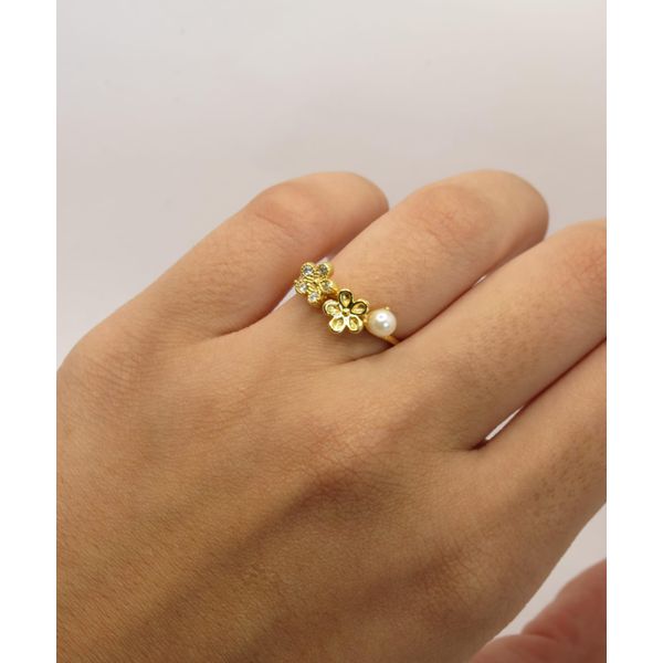 Anel Flor e Pérola 1mm - BRIDA FOLHEADOS