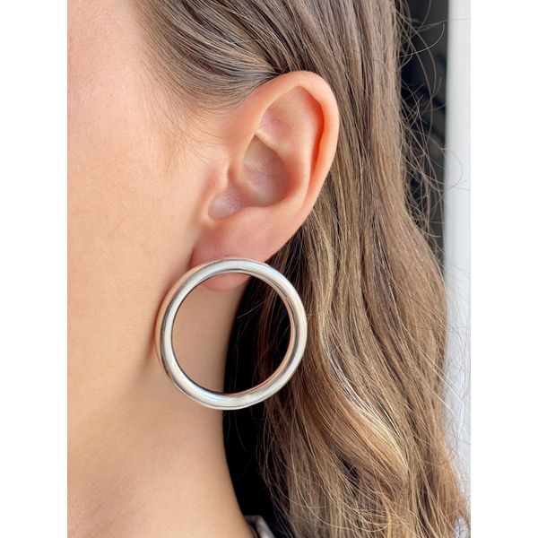 Brinco Argola Redonda Frontal Folheado a... - BRIDA FOLHEADOS