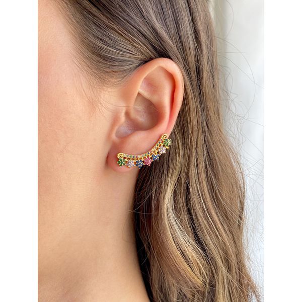 Brinco Ear Cuff Colorido - BRIDA FOLHEADOS